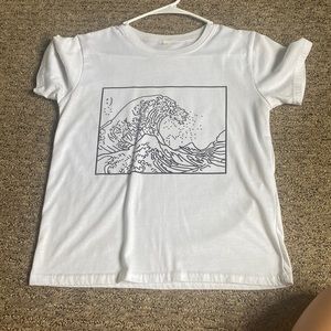 Shein White Wave Shirt